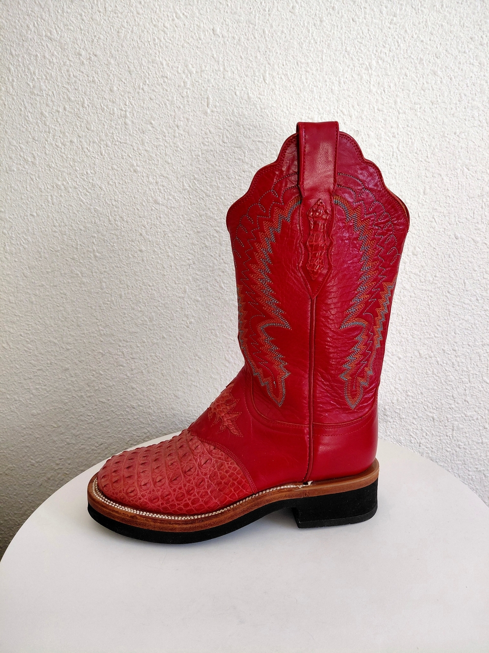 SOLD SOLD Costal Girl Reptile Red Leather Midcalf Western Boots